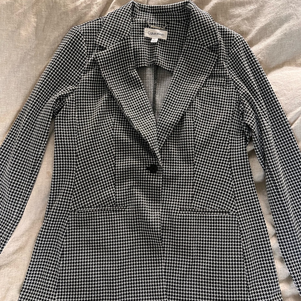 NWOT Calvin Klein Classic Houndstooth Blazer Office Career Women’s size L